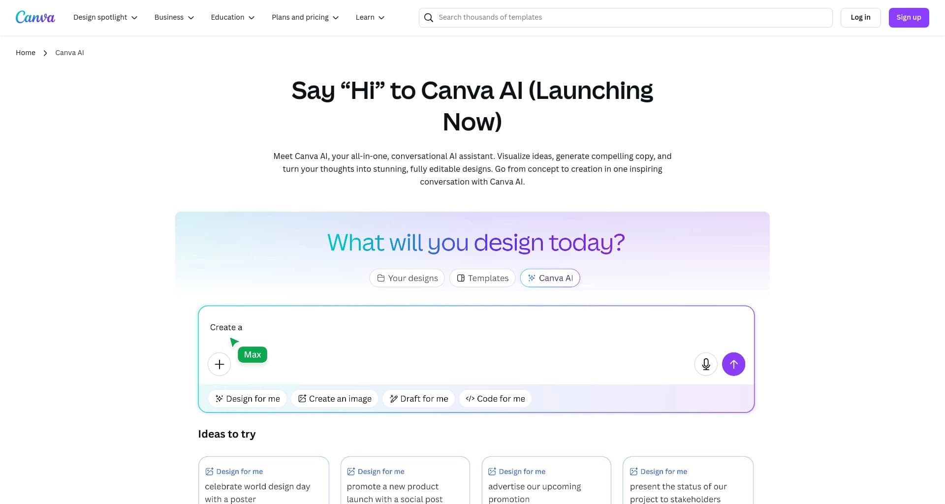 Canva AI Assistant screenshot
