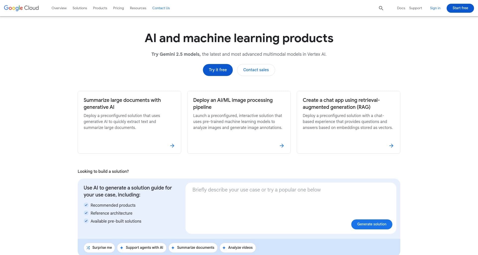 Google Cloud AI screenshot