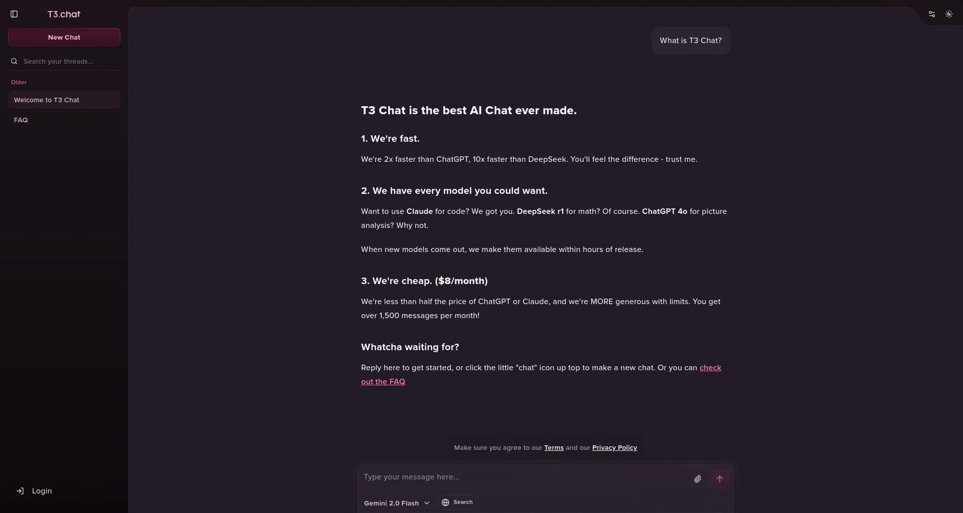 T3 Chat screenshot